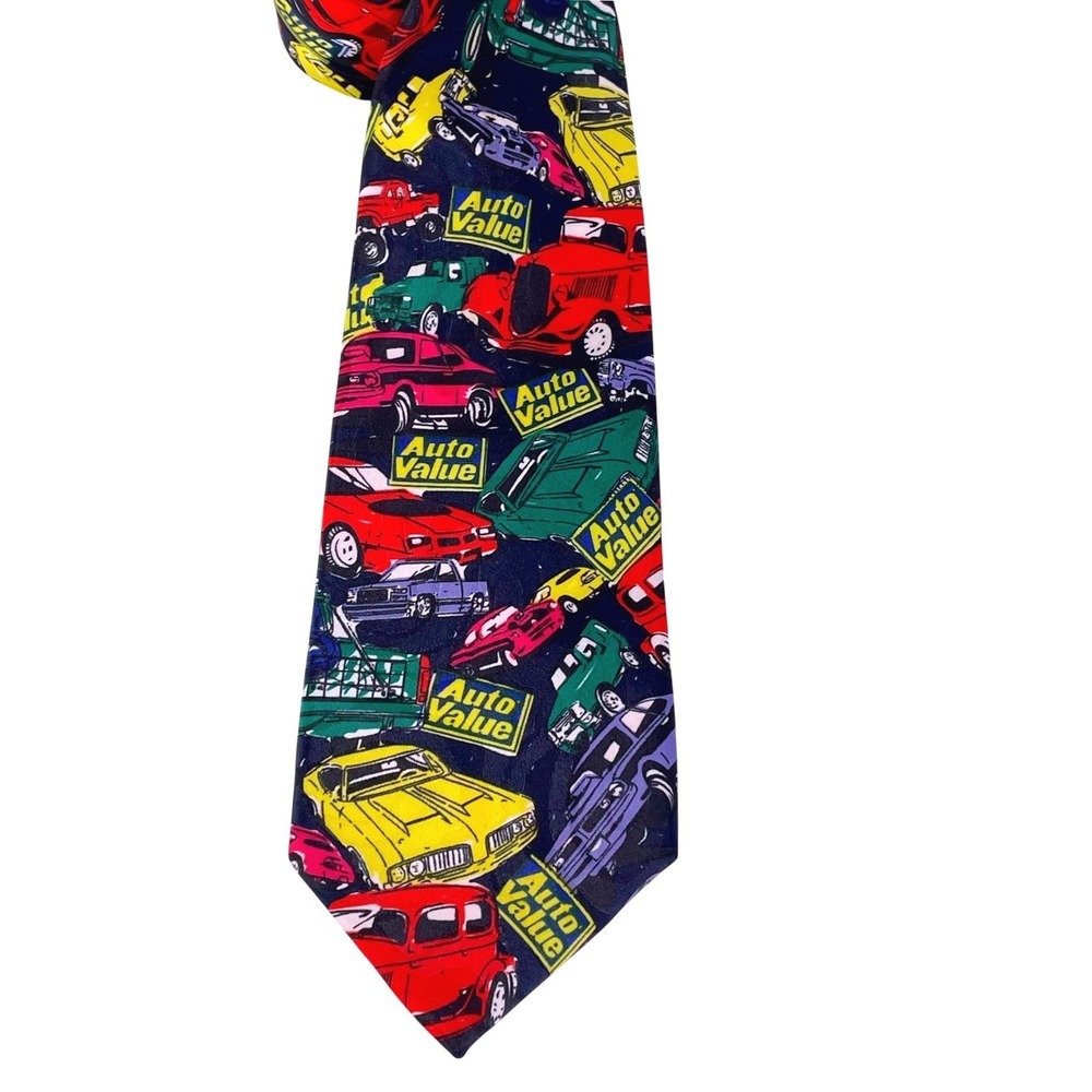 Vtg Concerto Auto Value‎ Classic Cars Tie Men's Retro Colorful Print - Picture 10 of 15